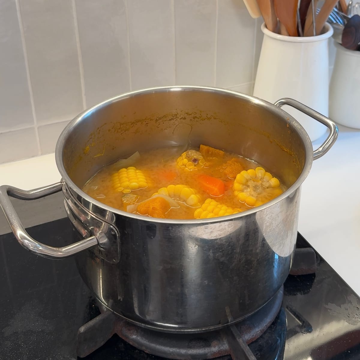 Miso Soup with Pumpkin, Carrot and Corn